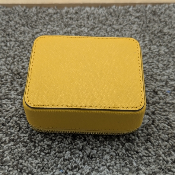 Michael Kors Yellow Leather Zip Around Travel Ring Jewelry Case - Picture 2 of 7